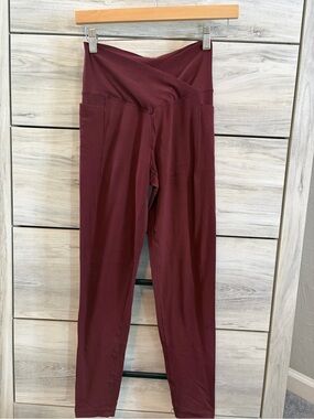 aerie wine crossover pocket leggings medium